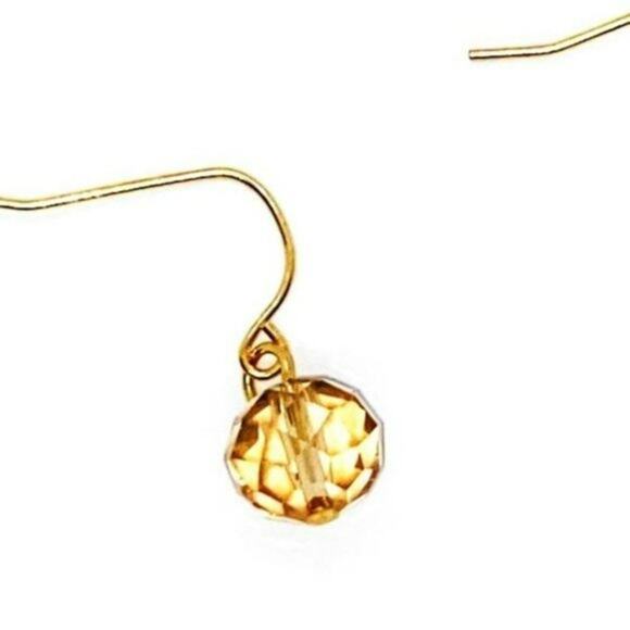 Gold-Tone Clear Amber Bead Dangle Earrings - Picture 6 of 6